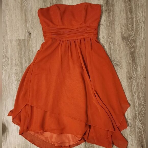 Alfred Angelo Rustic Orange Pixie Hem strapless Dress Size Large Like New - Picture 3 of 10